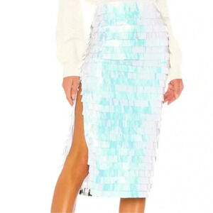 626 House of Harlow 1960 x Revolve Niven Skirt in White Iridescent